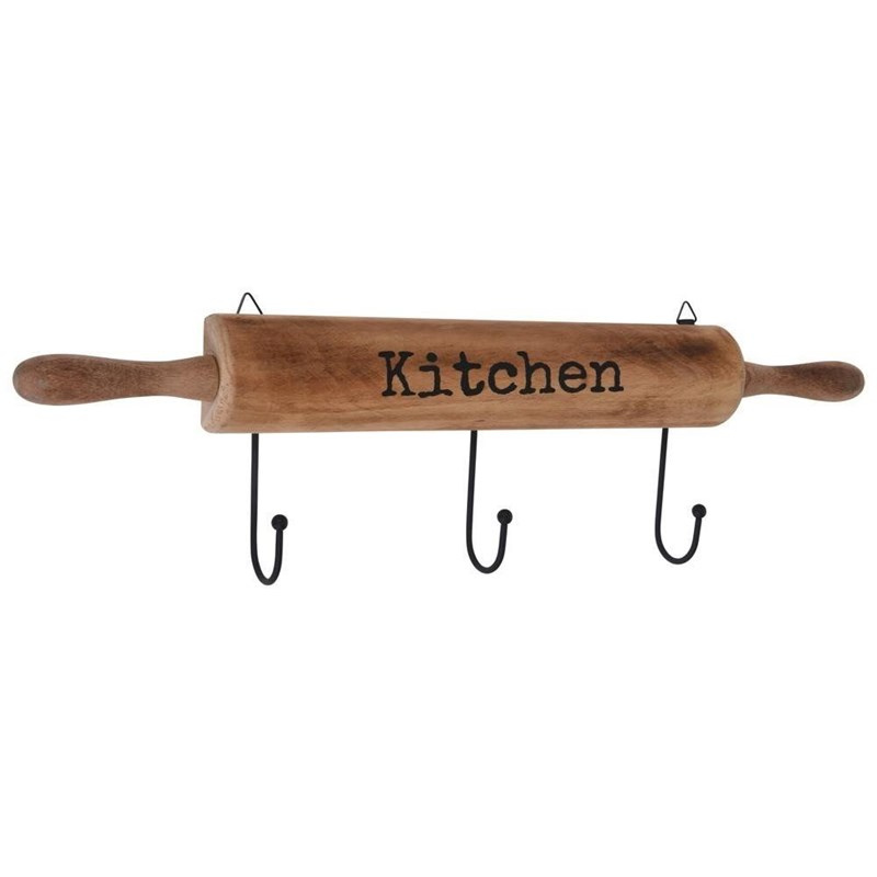 Holz-Küchenaufhänger Küchenaufhänger Küchenutensilien-Halter, Organizer, Küchenhalterung Hakenleiste Küchenreling für Küchenutensilien Rolle 50 cm