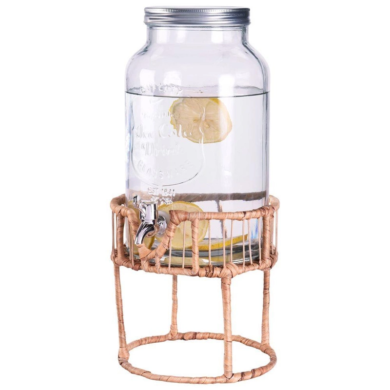 Glasfass Getränkespender mit Zapfhahn und Ständer 5,5l für Limonade Säfte Punsch