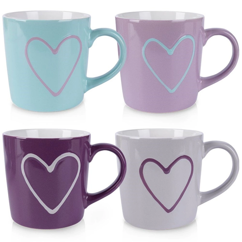 ORION Ceramic mug with handle HEART 0,6L / 4 pcs