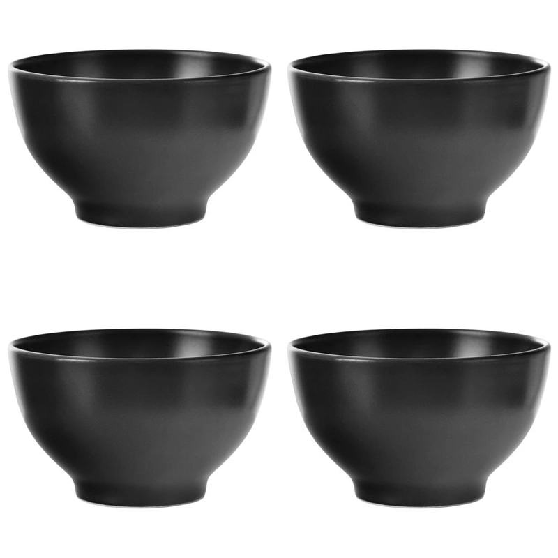 Keramikschale Schale Suppenschüssel Schüssel Flocken Brei Salatschüssel schwarz 4er Set ALFA 600 ml